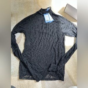 Brand new never worn Thierry Mugler x HM crystal star top in black